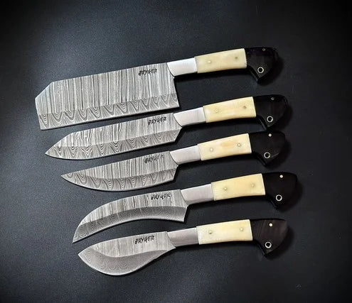 Hand Forged knives Set of 5 with Leather Roll Over Bag-KDS3