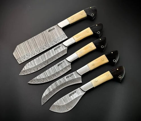 Hand Forged knives Set of 5 with Leather Roll Over Bag-KDS3