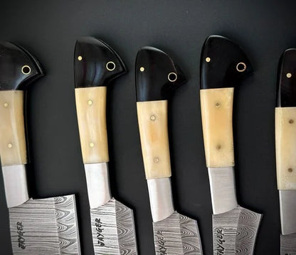 Hand Forged knives Set of 5 with Leather Roll Over Bag-KDS3