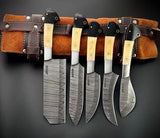 Hand Forged knives Set of 5 with Leather Roll Over Bag-KDS3 - Jayger