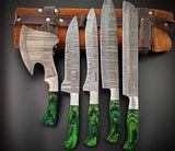 Handmade Damascus knives Set of 5 With Roll Over Bag-KDS4 - Jayger