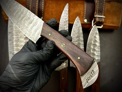 Custom Made Damascus Kitchen Knives Set Of 5 Pieces