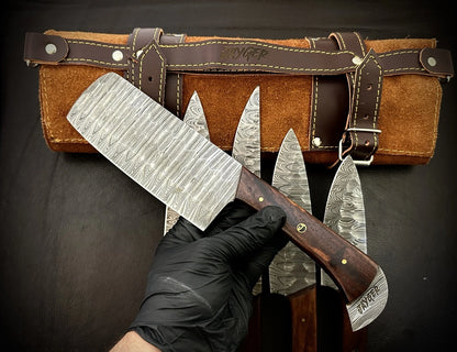 Custom Made Damascus Kitchen Knives Set Of 5 Pieces