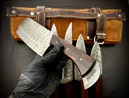 Custom Made Damascus Kitchen Knives Set Of 5 Pieces