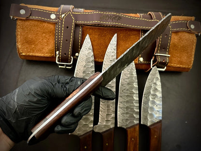 Custom Made Damascus Kitchen Knives Set Of 5 Pieces