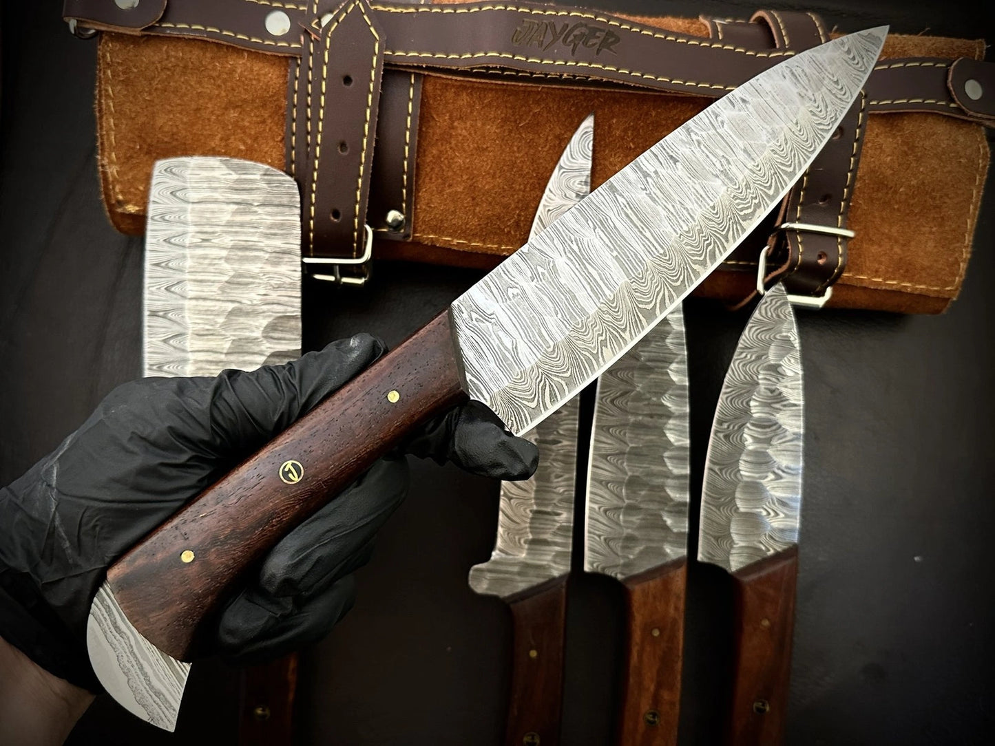 Custom Made Damascus Kitchen Knives Set Of 5 Pieces