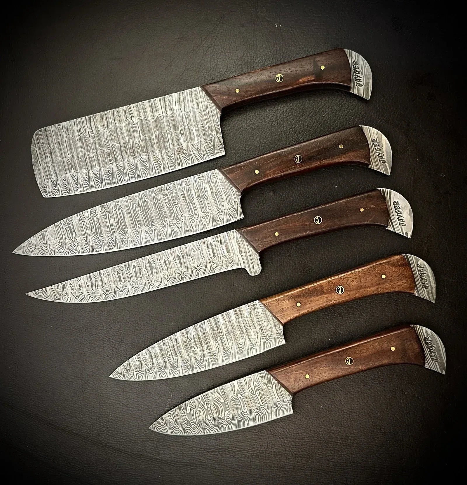 Custom Made Damascus Kitchen Knives Set Of 5 Pieces - Jayger