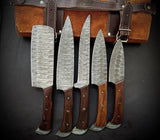 Custom Made Damascus Kitchen Knives Set Of 5 Pieces - Jayger