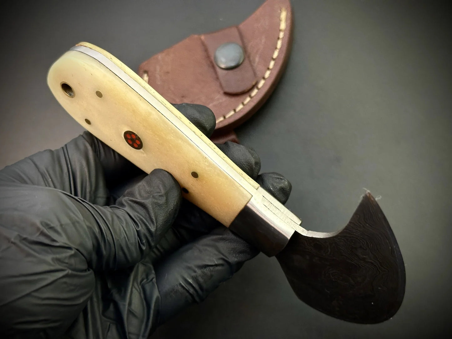 Handmade Damascus Steel Leather Knife / Leather Cutter