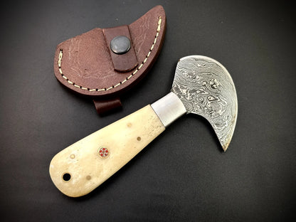 Handmade Damascus Steel Leather Knife / Leather Cutter