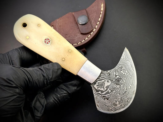 Handmade Damascus Steel Leather Knife / Leather Cutter