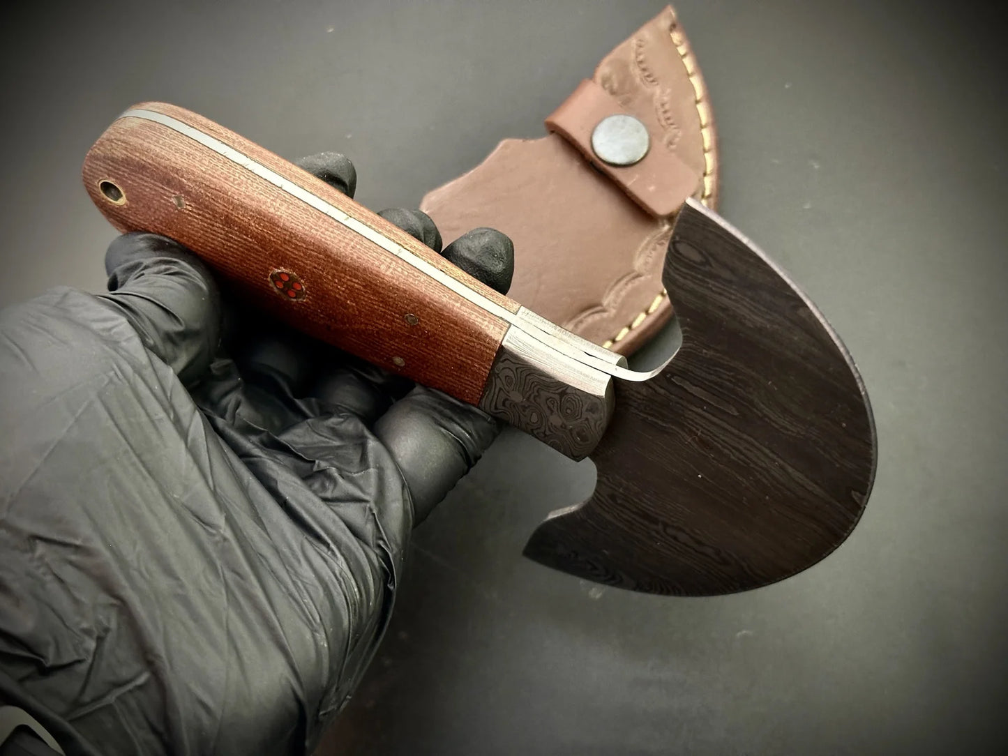 Damascus Steel Leather Cutter With Leather Sheath – QD1