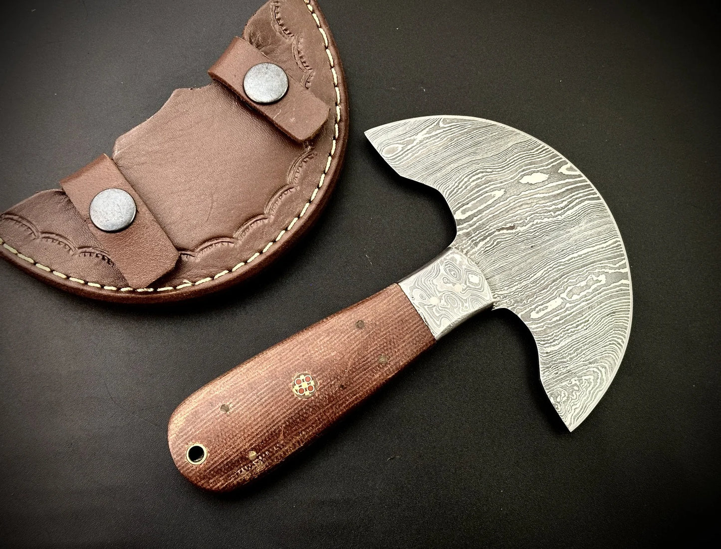 Damascus Steel Leather Cutter With Leather Sheath – QD1