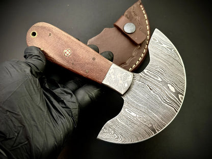 Damascus Steel Leather Cutter With Leather Sheath – QD1