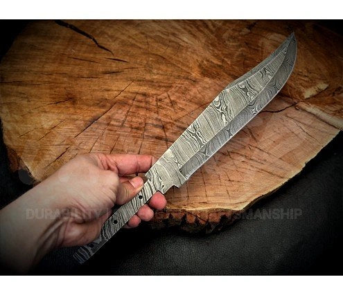Handmade Damascus Steel Bowie Knife Blank Blade – SD3