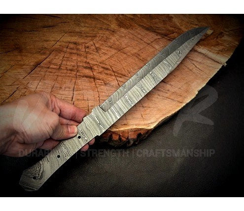 Handmade Damascus Steel Bowie Knife Blank Blade – SD5