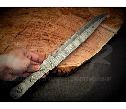 Handmade Damascus Steel Bowie Knife Blank Blade – SD5