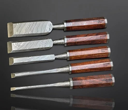 Wood Chisel Set Damascus Steel Hand Forged By Jayger