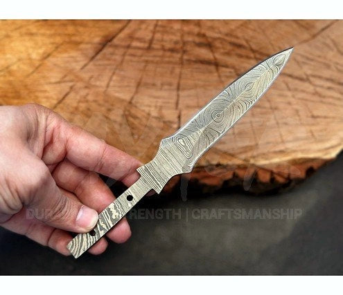 Damascus Steel Double Edge Hunting Blank Blade – B1