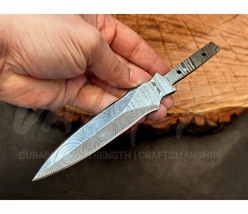 Damascus Steel Double Edge Hunting Blank Blade – B1