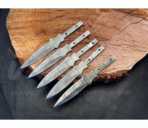 Damascus Steel Double Edge Hunting Blank Blade – B1