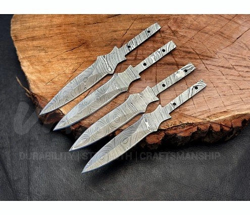 Damascus Steel Double Edge Hunting Blank Blade – B1