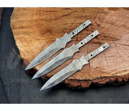 Damascus Steel Double Edge Hunting Blank Blade – B1