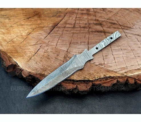 Damascus Steel Double Edge Hunting Blank Blade – B1