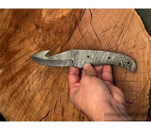 Handmade Damascus Steel Knife blade-Gut hook Blank Blade-Heat Treated
