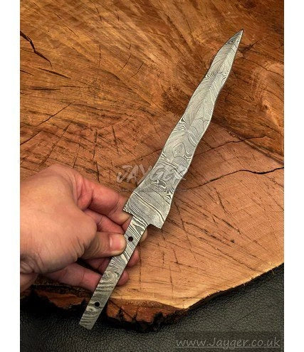 Handmade Damascus Steel Knife-Wavey Blank Blade-Heat Treated-