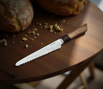 Handmade Bread Knife – Hand Serrated Damascus Steel Blade