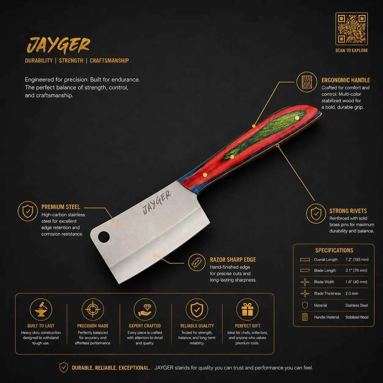 Handmade Cheese Cleaver Knife