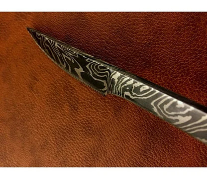 Custom Made Damascus Steel Steak Fork And Knife Set