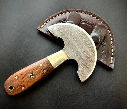 Handmade Damascus Steel Round Leather Head Knife – QD10