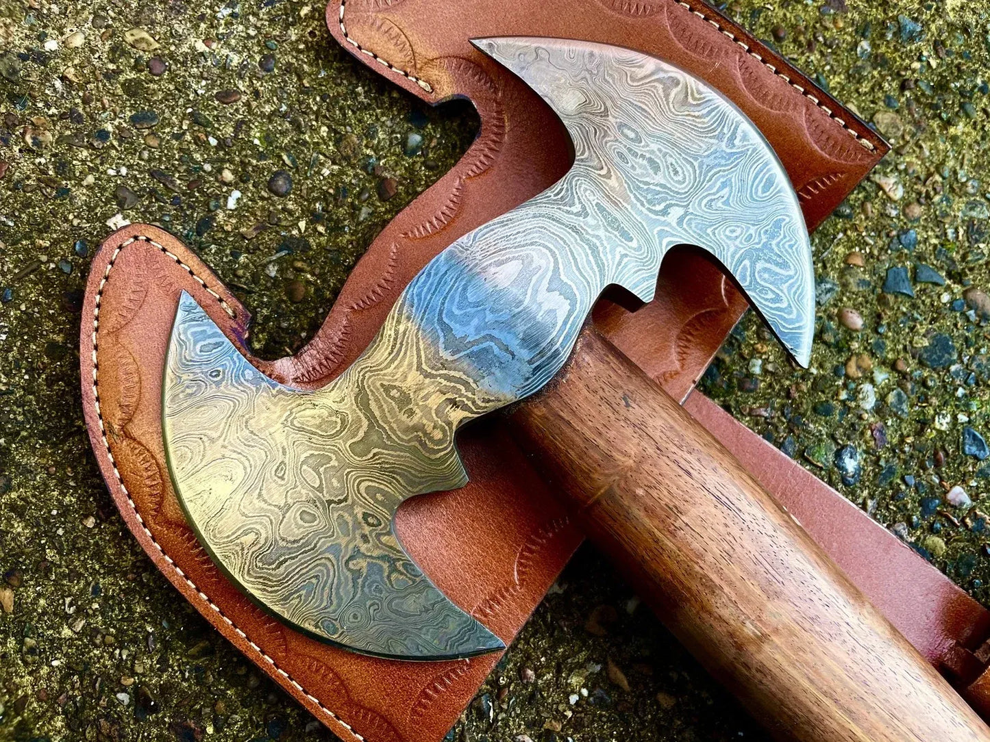 Hand Forged Damascus Steel Viking Double Head Axe – Da8