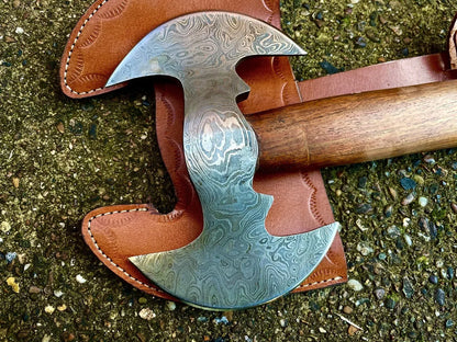 Hand Forged Damascus Steel Viking Double Head Axe – Da8
