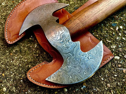 Hand Forged Damascus Steel Viking Double Head Axe – Da8