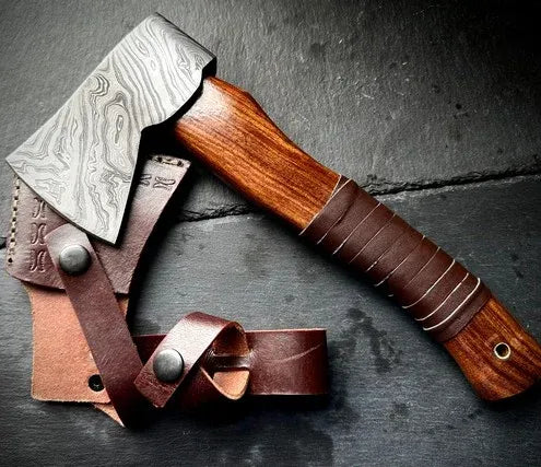 Custom Made Forest Axe Hand Forged Damascus Steel Hatchet