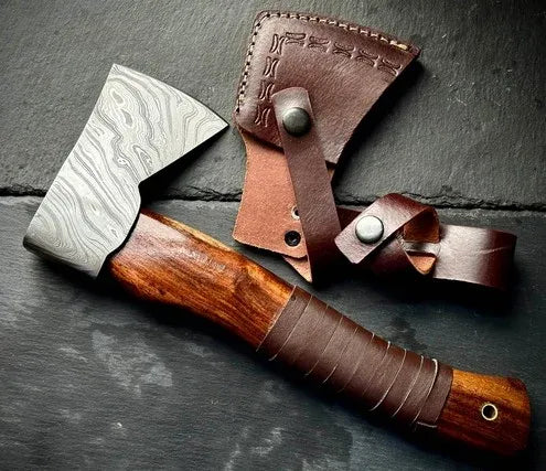 Custom Made Forest Axe Hand Forged Damascus Steel Hatchet