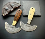 Handmade Damascus Steel Round Head Leather Knife - Jayger