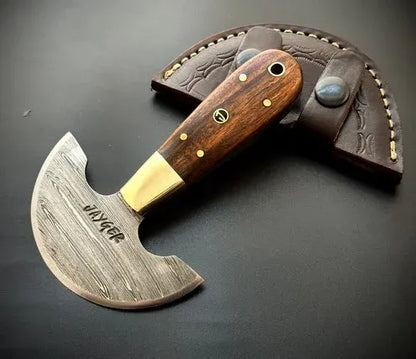 Handmade Damascus Steel Round Leather Head Knife – QD10