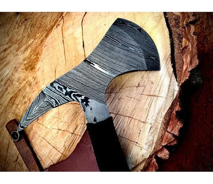 Damascus Steel Spike Camping Axe With Leather Sheath – JD4