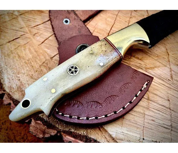 Damascus Steel Spike Camping Axe With Leather Sheath – JD4