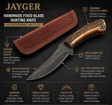 Handmade Fixed Blade Hunting Knife with Leather Sheath – Stag Handle