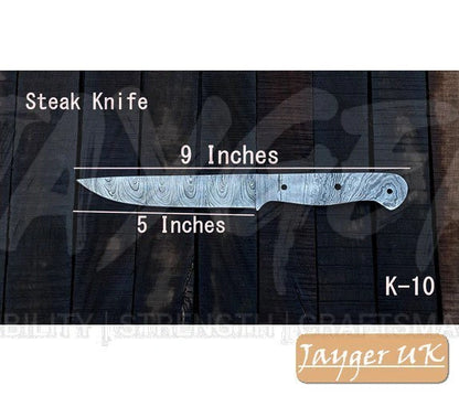 Handmade Damascus Kitchen Steak Knife Blank – K10