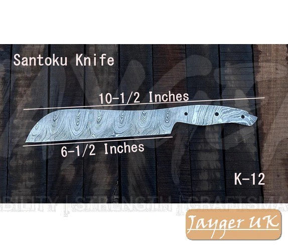 Handmade Damascus Steel Kitchen Santoku Knife Blank – K12