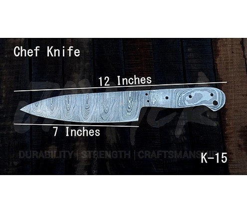 Damascus Steel Chef Knife Blank Blade – K15