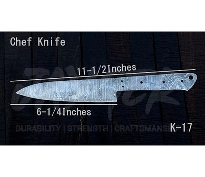 Hand Forged Damascus Steel Chef Knife Blank – K17
