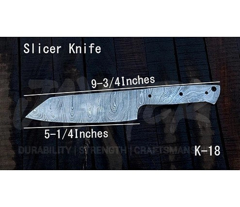 Damascus Steel Chef Slicer Knife Blank Blade – K18
