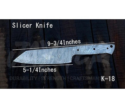 Damascus Steel Chef Slicer Knife Blank Blade – K18
